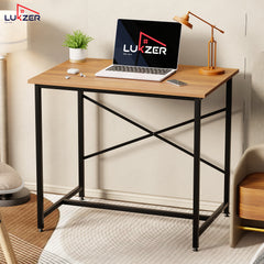 Lukzer X-Support Metal Frame & Engineered Wood Study Table for Home & Office (MST-008) Black &  Oak Brown