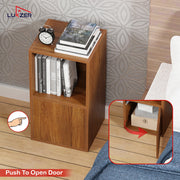 Lukzer 3 Layer Engineered Wood Storage Cabinet with Open Display Rack (MR-022/Oak Brown)