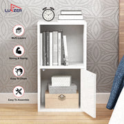 Lukzer 3 Layer Engineered Wood Storage Cabinet with Open Display Rack (MR-022/Oak Brown)