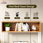 Lukzer Modern Study Table with Open Bookshelf & Hutch (MST-010/White & Oak Brown)