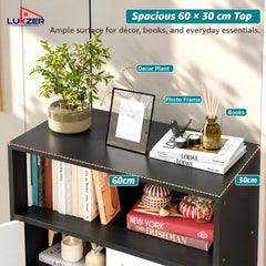 Lukzer Wooden Book Shelf & Storage Cabinet with White Doors (MR-034/Black)