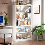 Lukzer Engineered Wood 6 Tier Bookcase Open Bookshelf & Display Rack (MR-032/White)