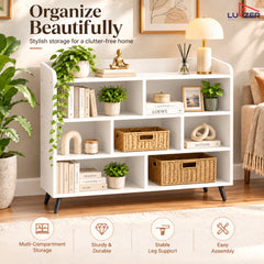 Lukzer 7-Section Engineered Wood Book Shelf with Legs (MR-008L)