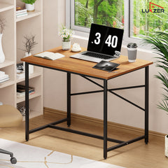 Lukzer X-Support Metal Frame & Engineered Wood Study Table for Home & Office (MST-008) Black &  Oak Brown