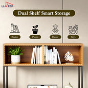 Lukzer Modern Study Table with Open Bookshelf & Hutch (MST-010/Black & Oak Brown)