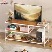 Lukzer Metal & Engineered Wood TV Unit Stand with Open Shelves | Ideal for TVs Up to 43 Inch (MTU-001)