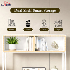 Lukzer Modern Study Table with Open Bookshelf & Hutch (MST-010/White & White)