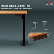Lukzer Electric Height Adjustable Desk with USB & Type-C Study Table (EST-003/UC-Black & Oak Brown)