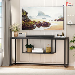 Lukzer TV Unit Stand for TVs up to 43 Inch Engineered Wood with Metal (MTU-002/Black & Black)