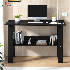 Lukzer Modern Computer Desk with Bookshelf Study Table Made with Engineered Wood (ST-005/Black)