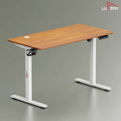 Lukzer Electric Height Adjustable Desk with USB & Type-C Study Table (EST-003/UC-White & Oak Brown) 3-Years Warranty