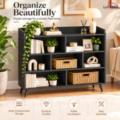 Lukzer 7-Section Engineered Wood Book Shelf with Legs (MR-008L)