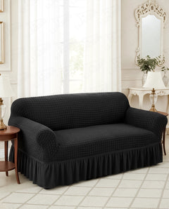 Lukzer Turkish Design Bubble Pattern Sofa Cover  Bubble Charcoal Black (SC-096-01)
