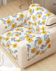 Lukzer Quilted Reversible Sofa Cover Mat with Arms | Polyester Blend 350 GSM Full Coverage & Back Belt for Stability | Washable Furniture Protector.