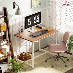 Lukzer X-Support Metal Frame & Engineered Wood Study Table for Home & Office (MST-008) white &  Oak Brown