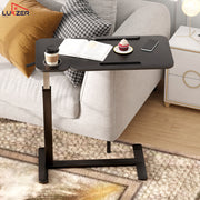 Lukzer Adjustable Overbed Study Table with Tilt Top, Cupholder & Wheels (MST-003/Black & Black)