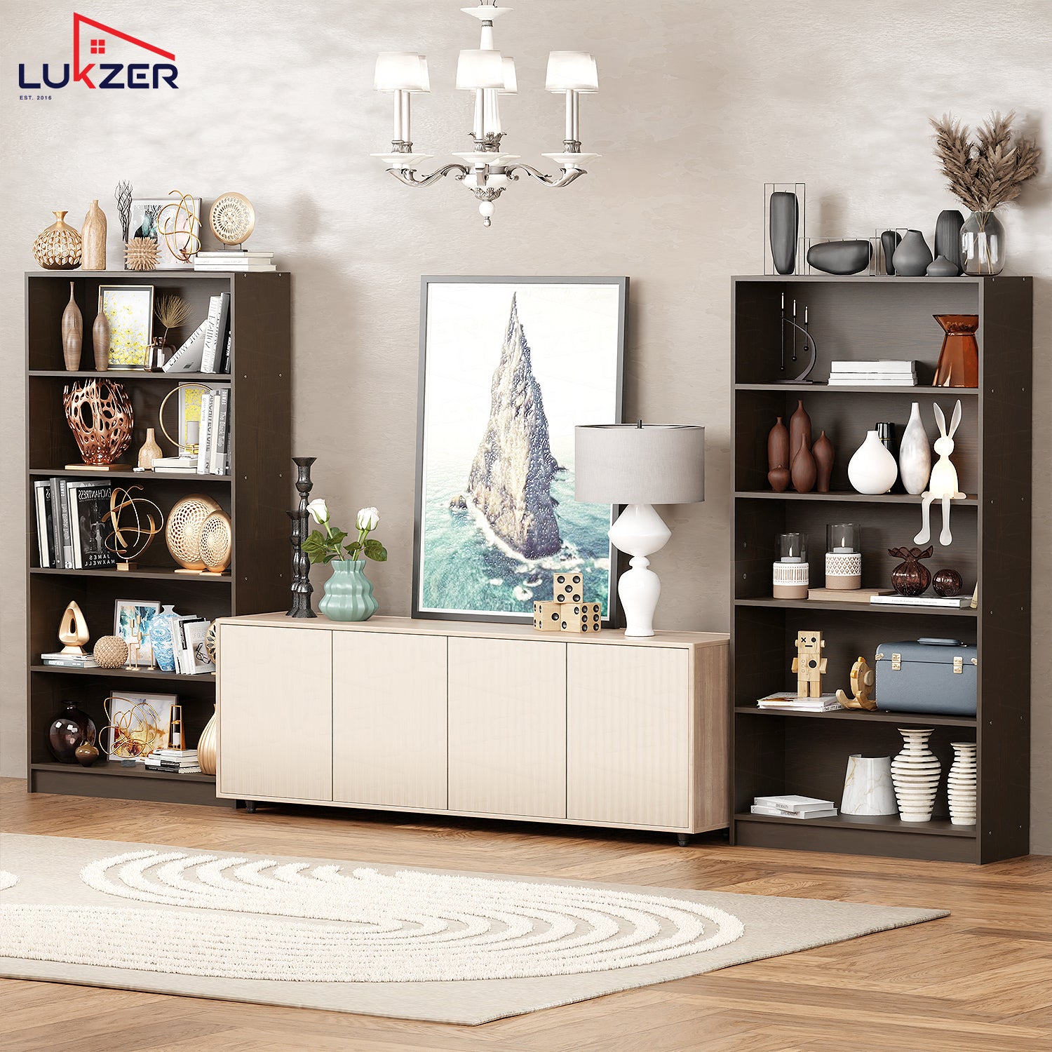 Lukzer Engineered Wood 6 Tier Bookcase Open Bookshelf & Display Rack (MR-032/Wenge)