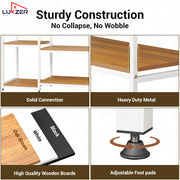 Lukzer Heavy Duty Garment Rack with 8 Shelves & Hanging Rod (MMR-004/White & Oak Brown)