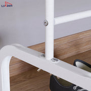 Lukzer Multi-Purpose Metal Garment Stand with Multi-Level Hanging Bars – 145x109x40cm (Black/Gold/White, Model: MGS-005)