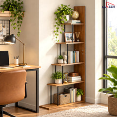 Lukzer 5-Tier Ladder Multipurpose Engineered Wood Book Shelf (MMR-015)