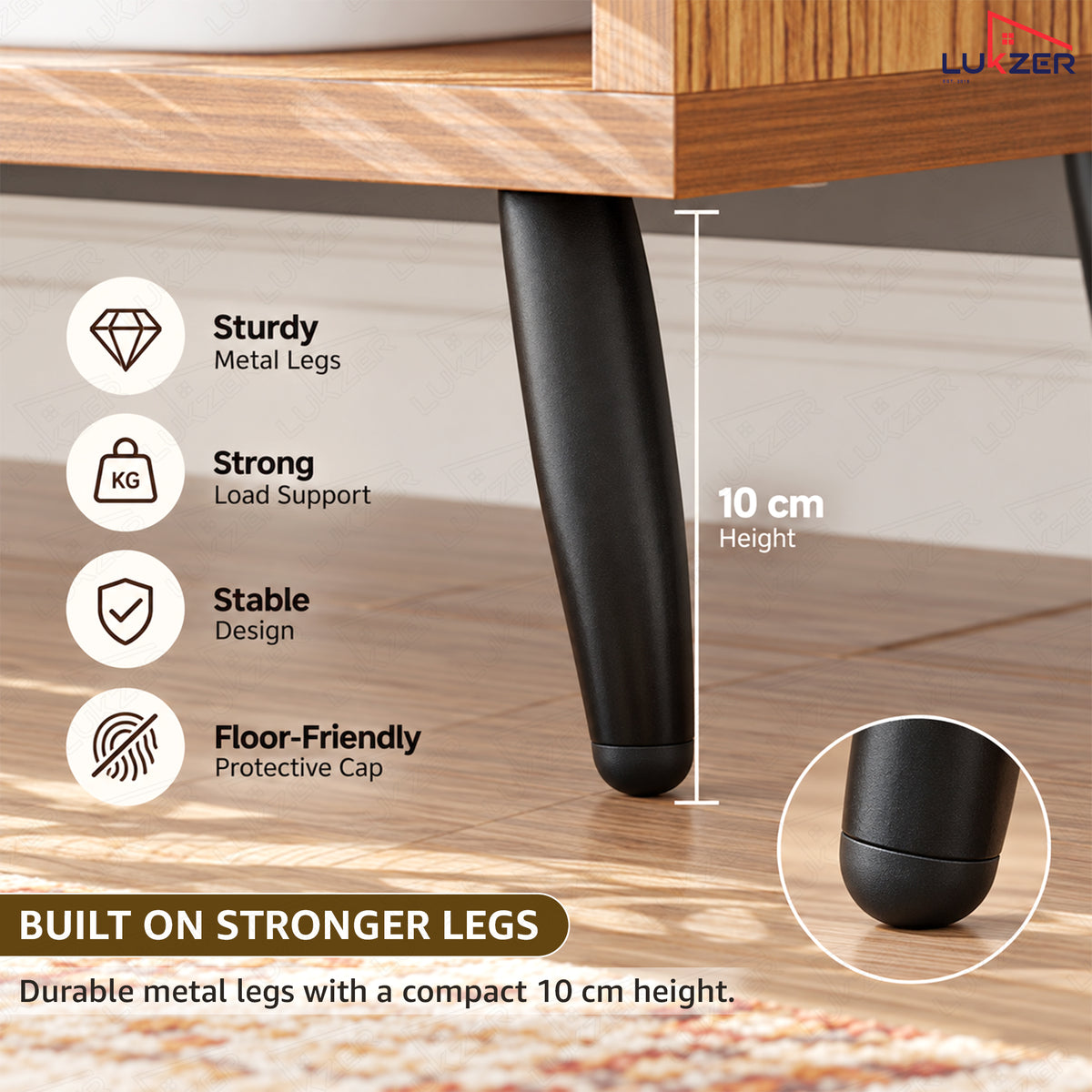 Lukzer 7-Section Engineered Wood Book Shelf with Legs (MR-008L)