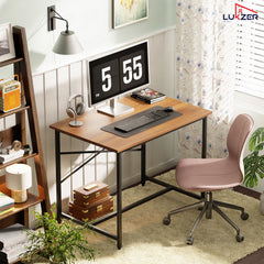 Lukzer X-Support Metal Frame & Engineered Wood Study Table for Home & Office (MST-008) Black &  Oak Brown