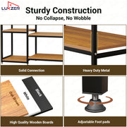 Lukzer Heavy Duty Garment Rack with 8 Shelves & Hanging Rod (MMR-004/Black & Oak Brown)