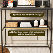 Lukzer Modern Study Table with Open Bookshelf & Hutch (MST-010/Black & Black)