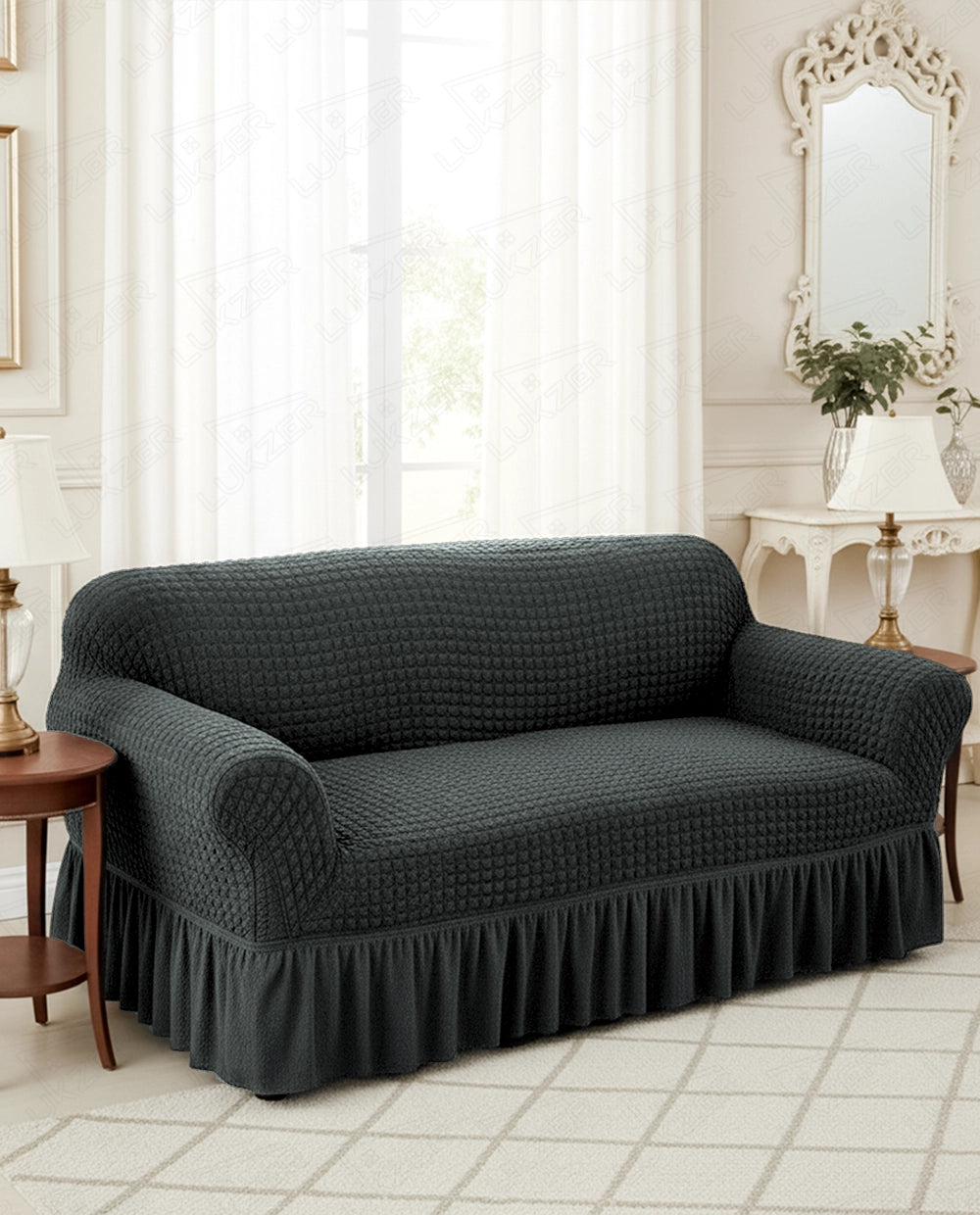 Lukzer Turkish Design Bubble Pattern Sofa Cover Bubble Slate Grey (SC-100-01)