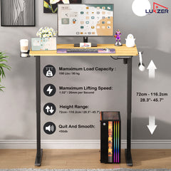 Lukzer Electric Automatic Height Adjustable Sit Stand Desk EST-003 ( Black & Oak Light )