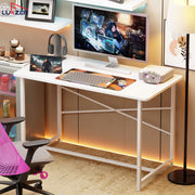 Lukzer Engineered Wood Study Table with X-Support Metal Frame & Adjustable Footpad (MST-009/White & White)