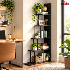 Lukzer 5-Tier Ladder Multipurpose Engineered Wood Book Shelf (MMR-015)