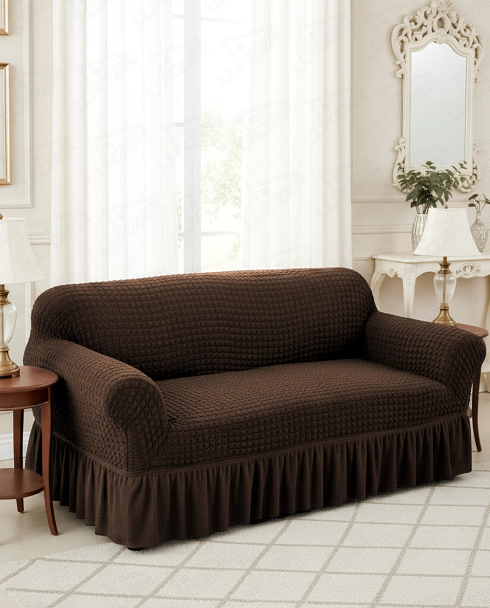 Lukzer Turkish Design Bubble Pattern Sofa Cover Bubble Coffee Brown (SC-097-01)
