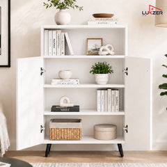 Lukzer Wooden Book Shelf & Storage Cabinet with White Doors (MR-034/White)