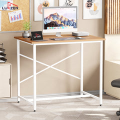 Lukzer X-Support Metal Frame & Engineered Wood Study Table for Home & Office (MST-008) white &  Oak Brown