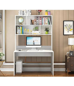 Lukzer Home Office Computer Desk with Bookshelf – ST-008 (Engineered Wood, Oak Brown/White/Wenge)