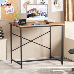 Lukzer X-Support Metal Frame & Engineered Wood Study Table for Home & Office (MST-008) Black &  Oak Brown