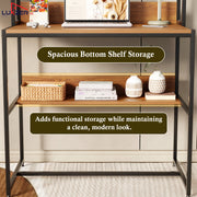 Lukzer Modern Study Table with Open Bookshelf & Hutch (MST-010/Black & Oak Brown)