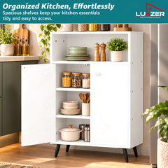 Lukzer Wooden Book Shelf & Storage Cabinet with White Doors (MR-034/White)