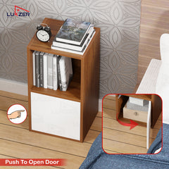 Lukzer Engineered Wood 2 Layer Storage Cabinet with Open Display Rack (MR-021/Oak Brown)
