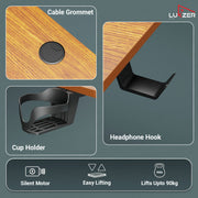 Lukzer Electric Height Adjustable Desk with USB & Type-C Study Table (EST-003/UC-Black & Oak Brown)