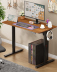 Lukzer Electric Automatic Height Adjustable Sit Stand Desk for Home & Office | EST - 003 | (Black & Oak Brown/Black & Light Oak/Black & Black/White & White/White & Oak Light/White & Oak Brown)