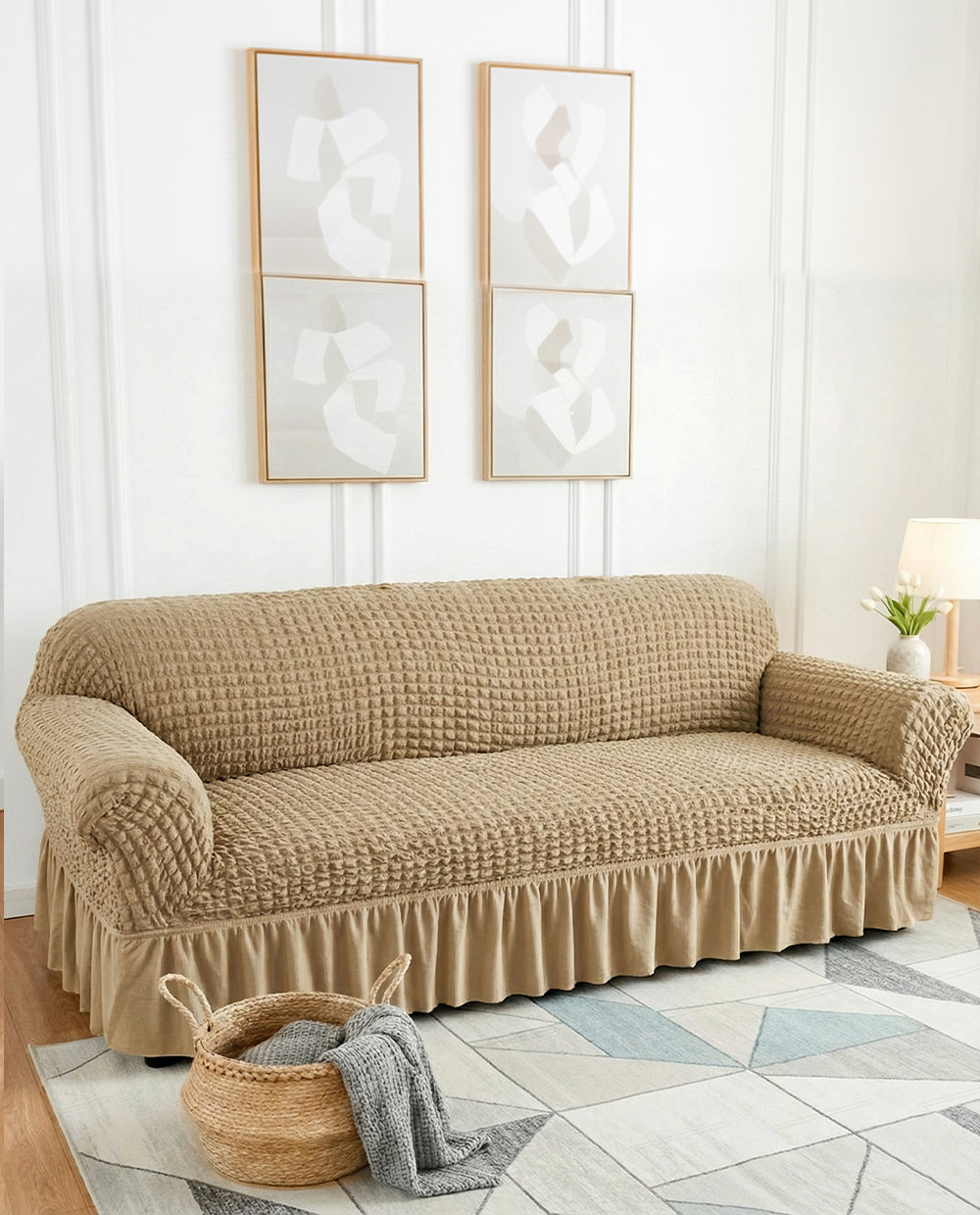 Lukzer Turkish Design Bubble Pattern Sofa Cover  Bubble Sand Beige (SC-101-01)
