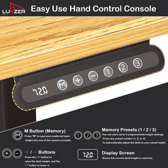 Lukzer Electric Automatic Height Adjustable Sit Stand Desk EST-003 ( Black & Oak Light )