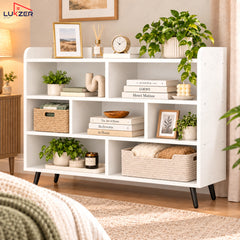 Lukzer 7-Section Engineered Wood Book Shelf with Legs (MR-008L)