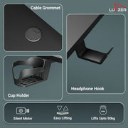 Lukzer Electric Height Adjustable Desk with USB & Type-C Study Table (EST-003/UC-Black & Black)