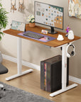 Lukzer Electric Automatic Height Adjustable Sit Stand Desk for Home & Office | EST - 003 | (Black & Oak Brown/Black & Light Oak/Black & Black/White & White/White & Oak Light/White & Oak Brown)
