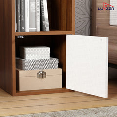 Lukzer Engineered Wood 2 Layer Storage Cabinet with Open Display Rack (MR-021/Oak Brown)