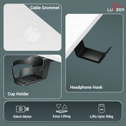 Lukzer Electric Height Adjustable Desk with USB & Type-C Study Table (EST-003/UC-White & White)