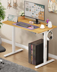 Lukzer Electric Automatic Height Adjustable Sit Stand Desk for Home & Office | EST - 003 | (Black & Oak Brown/Black & Light Oak/Black & Black/White & White/White & Oak Light/White & Oak Brown)